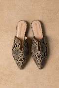 Comfort Mules TFP - Ivory Black Snake Print - thefashionproject.gr - TFP