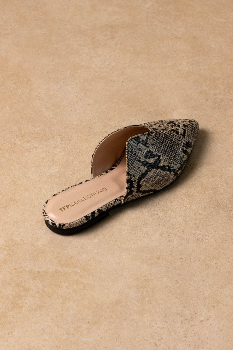 Comfort Mules TFP - Ivory Black Snake Print - thefashionproject.gr - TFP