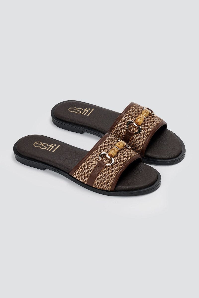 Estil - Comfort Sandals - Brown Raffia