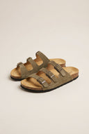Plakton - Comfort Sandals - Khaki Green Suede