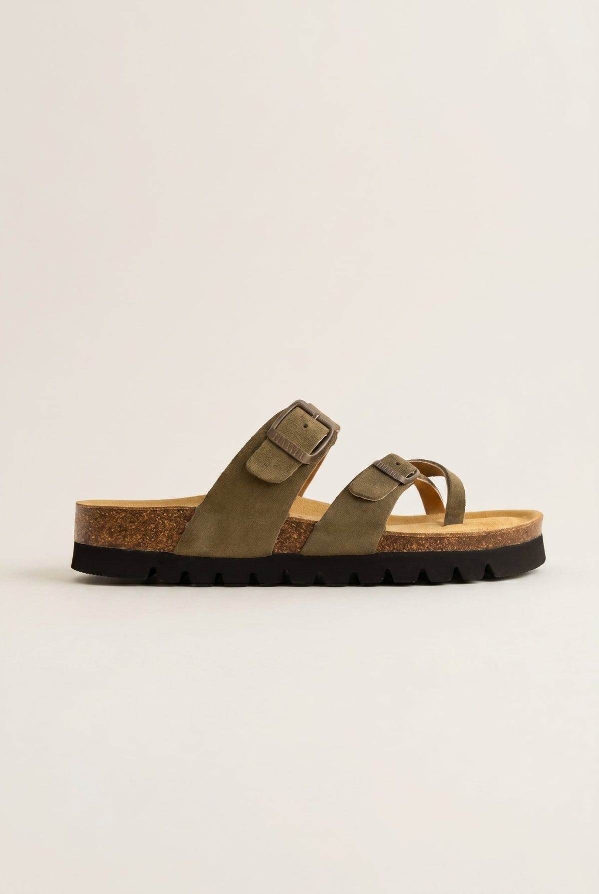 Plakton - Comfort Sandals - Khaki Green Suede