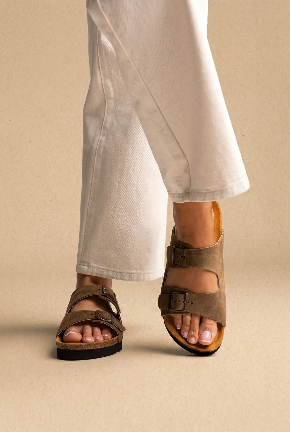 Plakton - Comfort Sandals - Khaki Green Suede