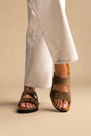 Plakton - Comfort Sandals - Khaki Green Suede
