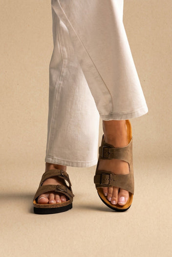 Plakton - Comfort Sandals - Khaki Green Suede