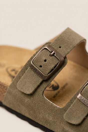 Plakton - Comfort Sandals - Khaki Green Suede