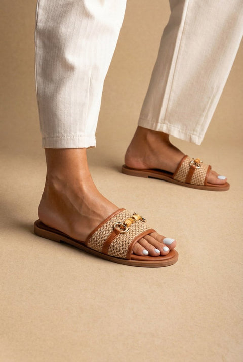 Comfort Sandals - Tan Raffia
