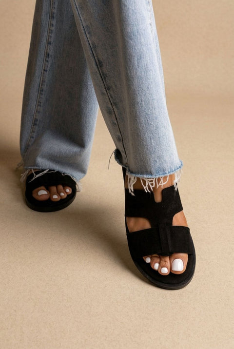 Comfort Suede Sandals - Black Suede