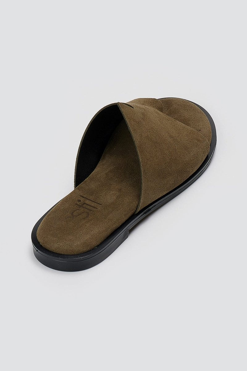 Estil - Comfort Suede Sandals - Olive Suede