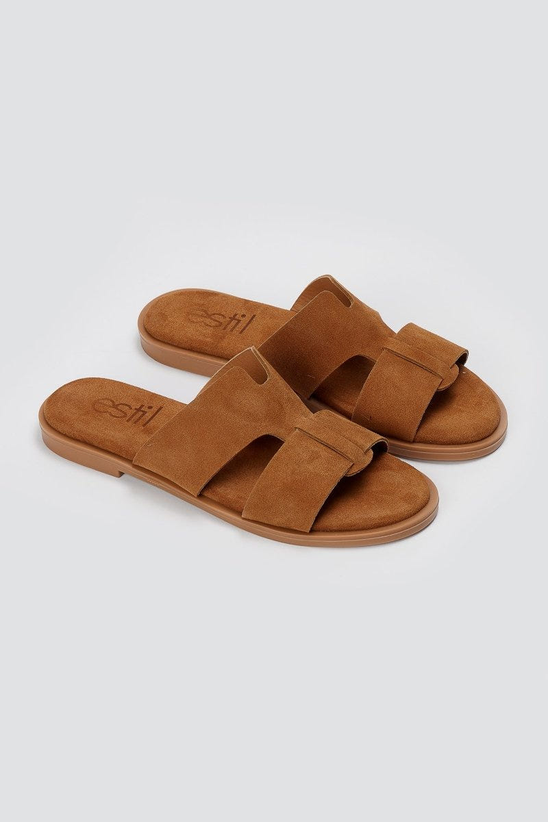 Estil - Comfort Suede Sandals - Tan Suede