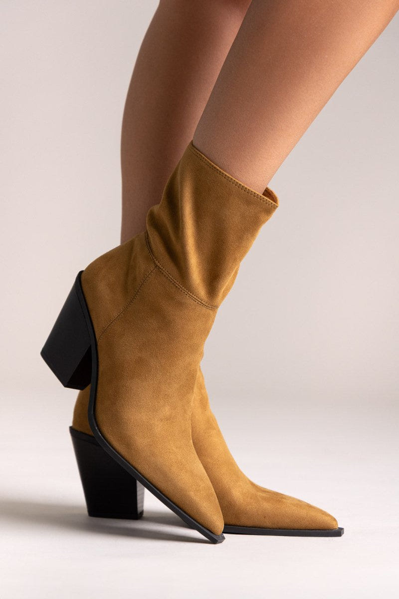 Corina Cowboy Ankle Boots - Camel Suede - thefashionproject.gr - CORINA