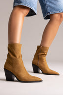 Corina Cowboy Ankle Boots - Camel Suede - thefashionproject.gr - CORINA