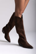 Corina Cowboy Boots - Brown Suede - thefashionproject.gr - CORINA
