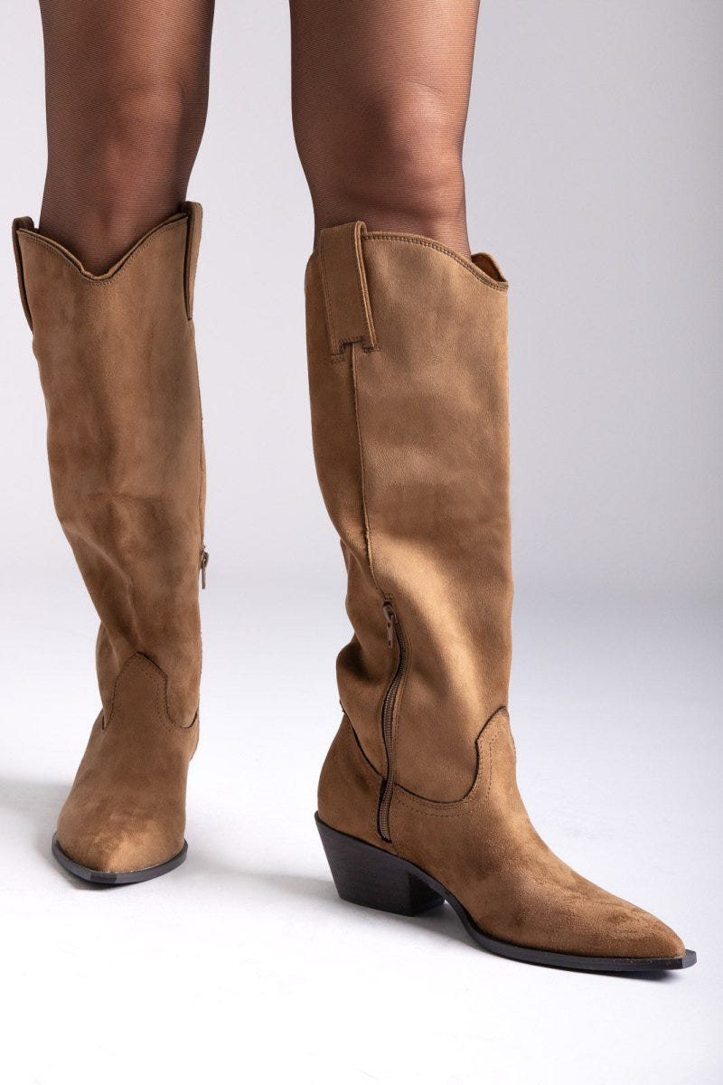 Corina Cowboy Boots - Camel Suede - thefashionproject.gr - CORINA