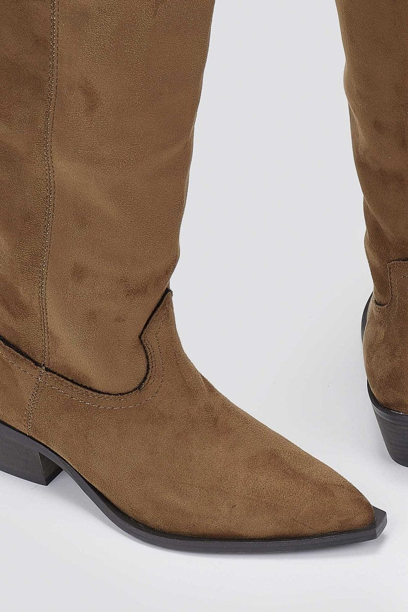 Corina Cowboy Boots - Camel Suede - thefashionproject.gr - CORINA