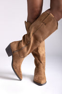 Corina Cowboy Boots - Camel Suede - thefashionproject.gr - CORINA