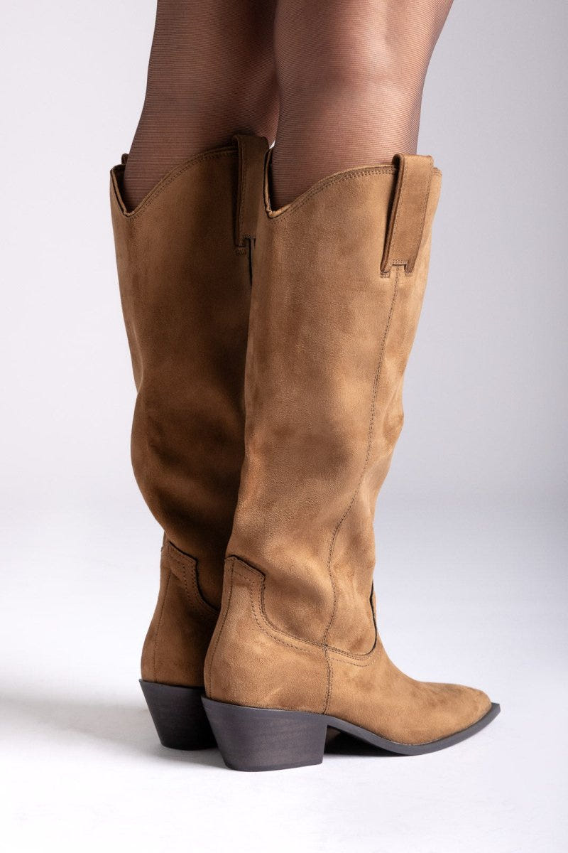 Corina Cowboy Boots - Camel Suede - thefashionproject.gr - CORINA