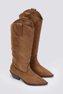 Corina Cowboy Boots - Camel Suede - thefashionproject.gr - CORINA