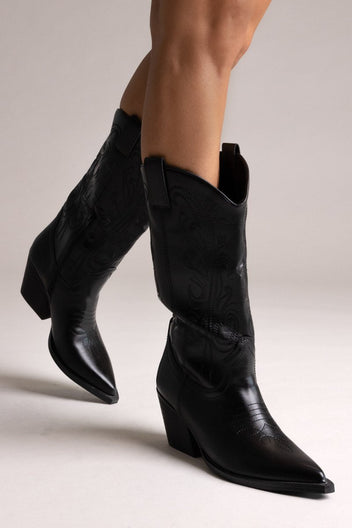 Corina Cowboy Boots Mid Calf - Black Matte - thefashionproject.gr - CORINA