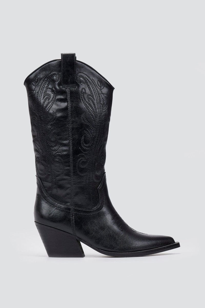 Corina Cowboy Boots Mid Calf - Black Matte - thefashionproject.gr - CORINA