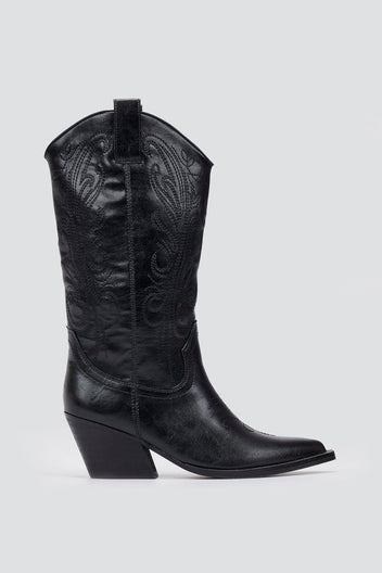 Corina Cowboy Boots Mid Calf - Black Matte - thefashionproject.gr - CORINA