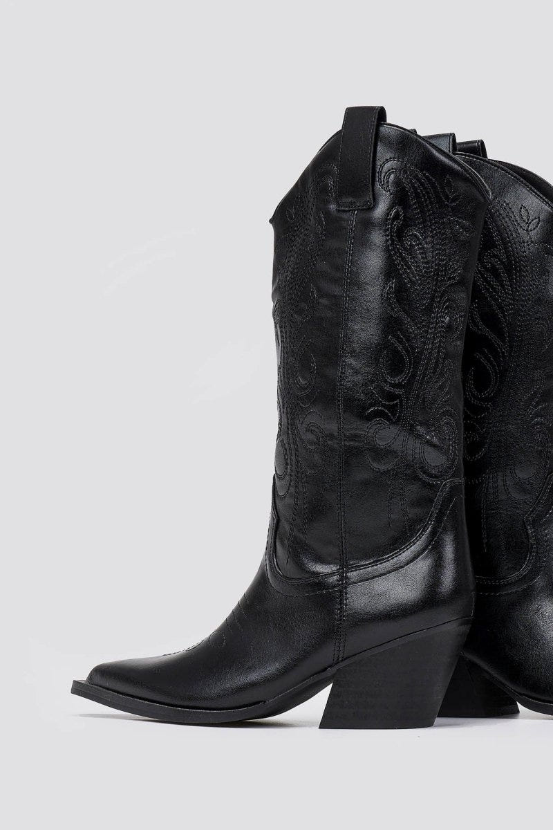 Corina Cowboy Boots Mid Calf - Black Matte - thefashionproject.gr - CORINA