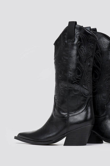 Corina Cowboy Boots Mid Calf - Black Matte - thefashionproject.gr - CORINA