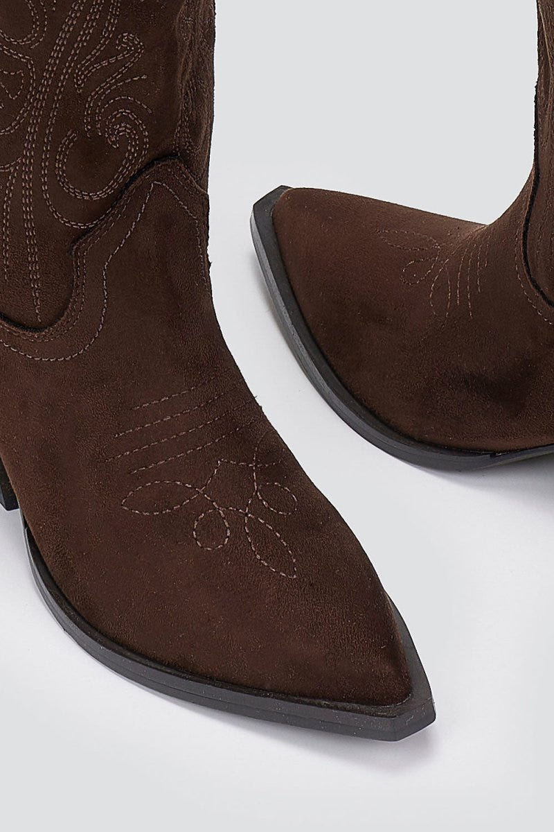 Corina Cowboy Boots Mid Calf - Brown Suede - thefashionproject.gr - CORINA