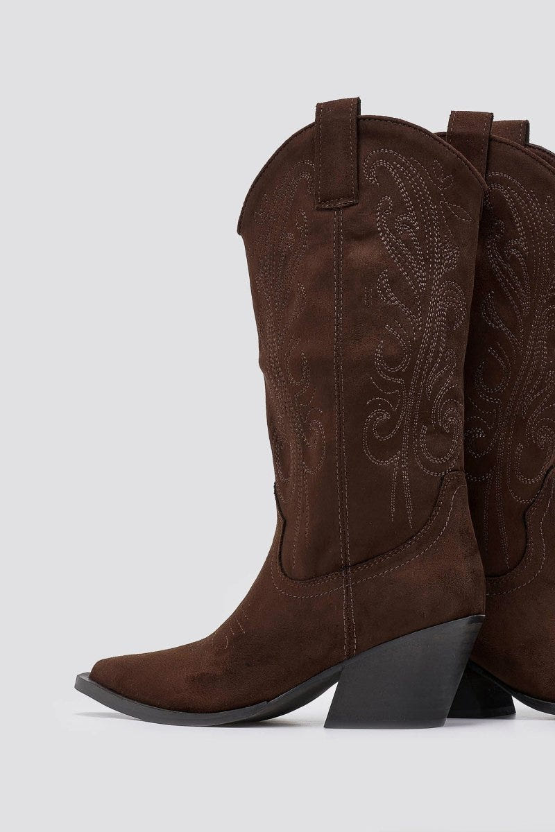 Corina Cowboy Boots Mid Calf - Brown Suede - thefashionproject.gr - CORINA