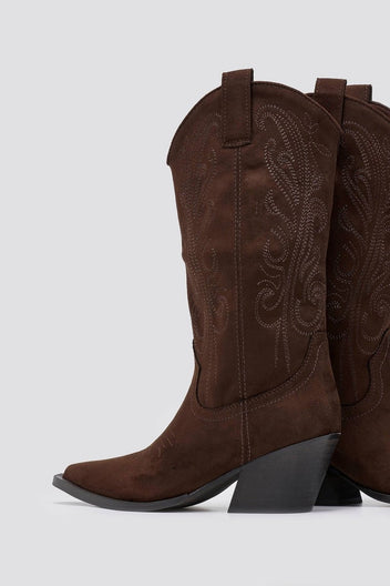 Corina Cowboy Boots Mid Calf - Brown Suede - thefashionproject.gr - CORINA