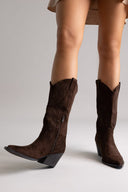 Corina Cowboy Boots Mid Calf - Brown Suede - thefashionproject.gr - CORINA