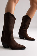 Corina Cowboy Boots Mid Calf - Brown Suede - thefashionproject.gr - CORINA