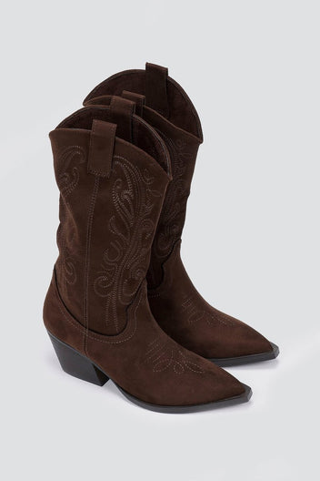 Corina Cowboy Boots Mid Calf - Brown Suede - thefashionproject.gr - CORINA