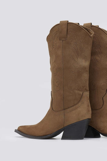 Corina Cowboy Boots Mid Calf - Camel Suede - thefashionproject.gr - CORINA