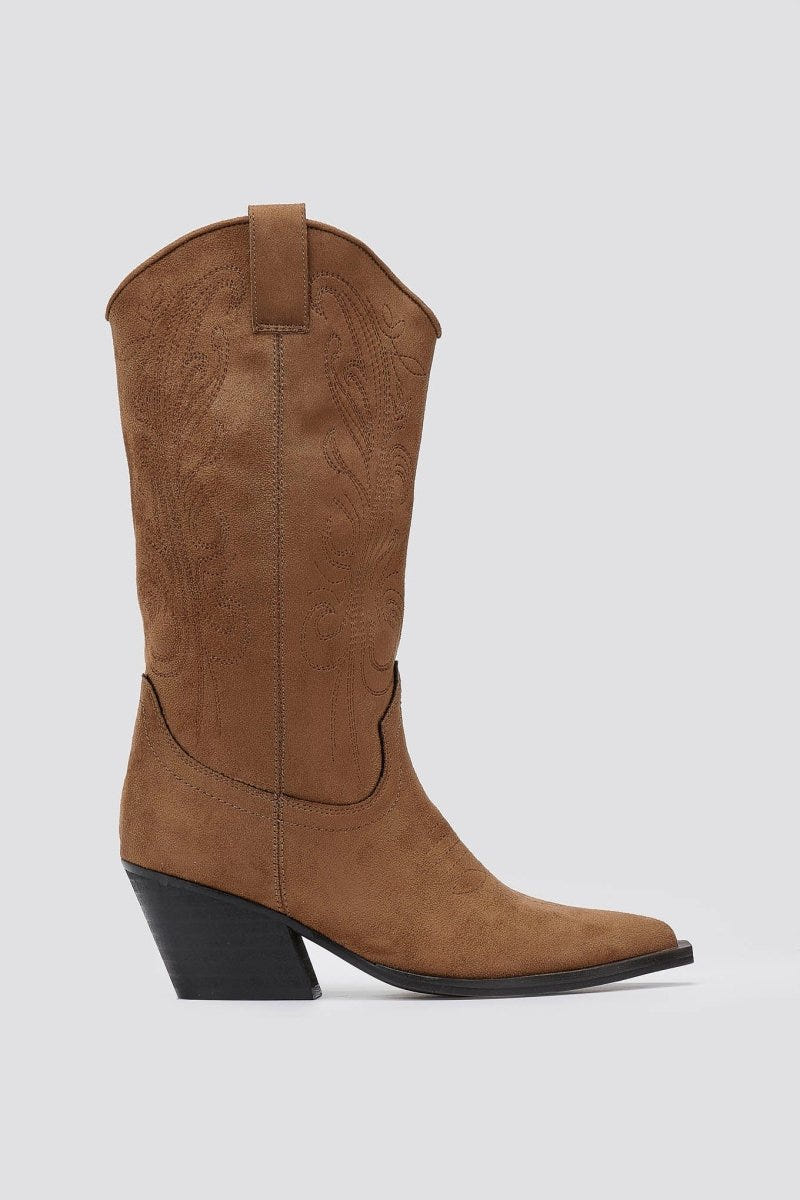 Corina Cowboy Boots Mid Calf - Camel Suede - thefashionproject.gr - CORINA