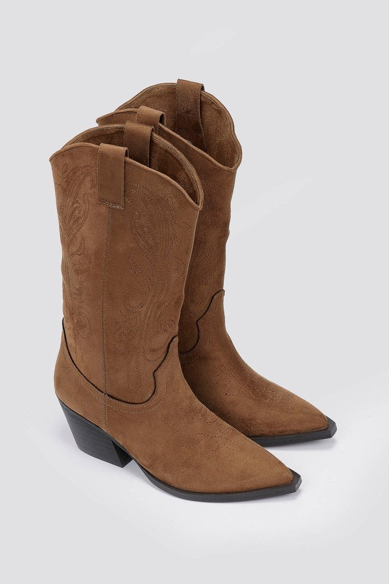 CORINA - Cowboy Boots Mid Calf - Camel Suede