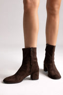 Corina Low Heel Ankle Boot - Brown Suede - thefashionproject.gr - CORINA