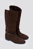 Corina Riding Boots Metal Detail - Brown Suede - thefashionproject.gr - CORINA
