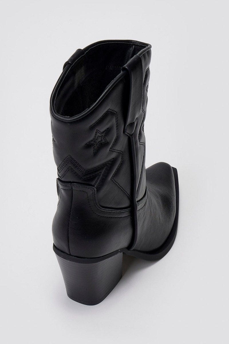 Cowboy Ankle Boots - Black Matte - thefashionproject.gr - Martin Pescatore