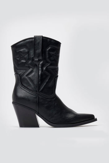 Cowboy Ankle Boots - Black Matte - thefashionproject.gr - Martin Pescatore