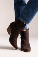 Cowboy Ankle Boots Crystal - Brown Suede - thefashionproject.gr - Ideal shoes