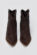 Cowboy Ankle Boots Crystal - Brown Suede - thefashionproject.gr - Ideal shoes