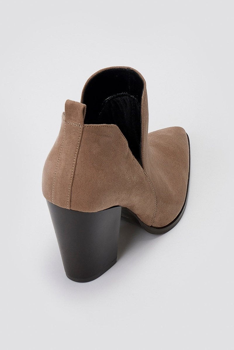 TFP - Cowboy Ankle Boots Cutout - Taupe Suede