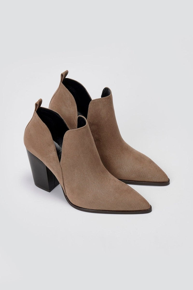 Cowboy Ankle Boots Cutout - Taupe Suede - thefashionproject.gr - TFP
