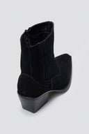 Cowboy Ankle Boots Genuine Leather - Black Suede - thefashionproject.gr - Ideal shoes