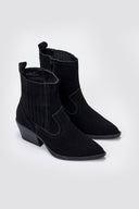 Cowboy Ankle Boots Genuine Leather - Black Suede - thefashionproject.gr - Ideal shoes