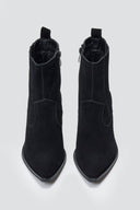 Cowboy Ankle Boots Genuine Leather - Black Suede - thefashionproject.gr - Ideal shoes