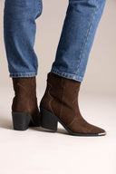 Cowboy Ankle Boots Genuine Leather - Brown Suede - thefashionproject.gr - Ideal shoes