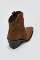 Cowboy Ankle Boots Genuine Leather - Camel Suede - thefashionproject.gr - Ideal shoes