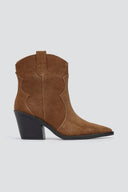 Cowboy Ankle Boots Genuine Leather - Camel Suede - thefashionproject.gr - Ideal shoes
