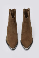 Cowboy Ankle Boots Genuine Leather - Camel Suede - thefashionproject.gr - Ideal shoes